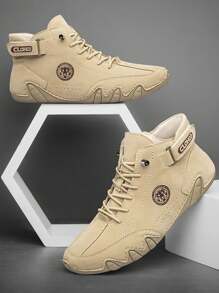 CLOHOO CLOHOO Brand Handmade Stitched 8-Eyelet Men's Ankle Boots, Men's High-Top Leather Motorcycle Boots