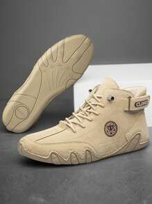 CLOHOO CLOHOO Brand Handmade Stitched 8-Eyelet Men's Ankle Boots, Men's High-Top Leather Motorcycle Boots
