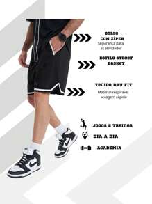 Drip USA Men's Street Basketball Style Bermuda Shorts - Negro - Ver 6