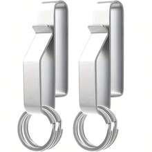 2 件不锈钢重型皮带钥匙扣，带 4 件金属钥匙圈，黑银色男士钥匙扣钥匙扣夹，适用于 1.5-2.25 英寸宽的皮带，适用于办公室配件、家居装饰、节省空间的组织、圣诞节、万圣节、感恩节、情人节、生日礼物 - 彩色 - 查看 13