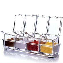 Spice Racks 4 Jars Kitchen Condiments PinkShop - Clear - View 2