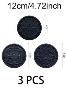 lovely flower Set Of 3pcs Traditional Round Silicone Coaster,Cup Mat Kitchen Table Heat-Resistant Coasters And Thick Insulation Pads//Coaster Set For Home Decor Tabletop Protection Suitable For Kinds Of Cups