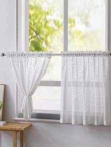 1 chiếc rèm cửa sổ phong cách Mỹ hiện đại bằng polyester mềm mại đơn giản, rèm cửa ngắn có túi đựng thanh treo dùng để trang trí nhà cửa, rèm cửa phòng tắm, nhà bếp, phòng khách, vách ngăn tủ, xử lý cửa sổ cơ bản - trắng - Xem 5