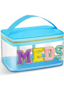 Túi đựng mỹ phẩm Chenille cho nữ, Túi đựng đồ vệ sinh cá nhân di động, Túi đựng đồ trang điểm vá phong cách đại học, Túi đựng đồ trang điểm có khóa kéo, Túi đựng đồ trang điểm cho nữ, Đồ dùng học tập du lịch, Đồ dùng du lịch thiết yếu, Túi đựng đồ trang điểm thiết yếu cho ngày lễ, Túi đựng đồ trang điểm Làm đẹp - Nhiều màu - Xem 3