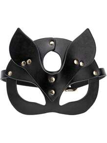 猫女面具猫面具，女士化妆舞会面具万圣节面具狐狸面具角色扮演鸡尾酒情人节面具 - 黑色 - 查看 6