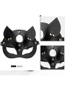 猫女面具猫面具，女士化妆舞会面具万圣节面具狐狸面具角色扮演鸡尾酒情人节面具 - 黑色 - 查看 5