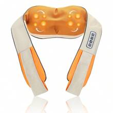 Jiubiaz Shiatsu Massage 3D Rotation With Belt Heat Function 2 Directions Of Rotation Back Shoulders With Car Adapter Heat Neck Massager Shoulder Massage 8 Rotating Massage Heads Massager Car Original Heat Function Body Electric Removable - 橘色 - 查看 1