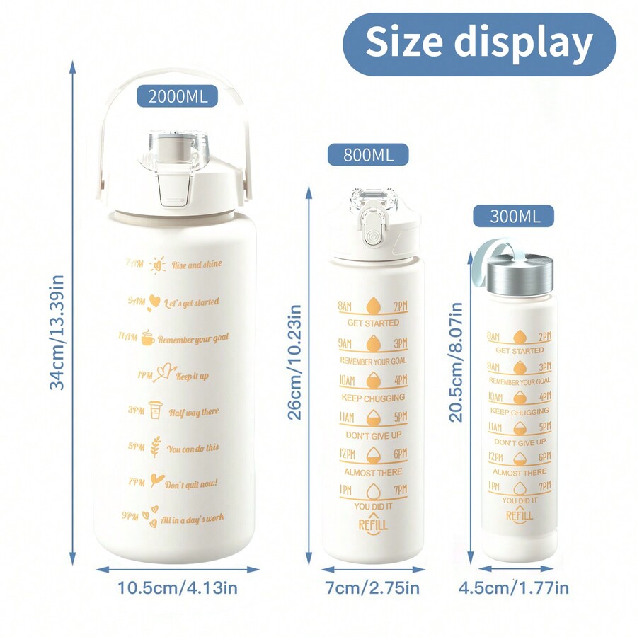 1pc 300ml/800ml/2000ml Gradient Color Water Bottle, Large Capacity Leak