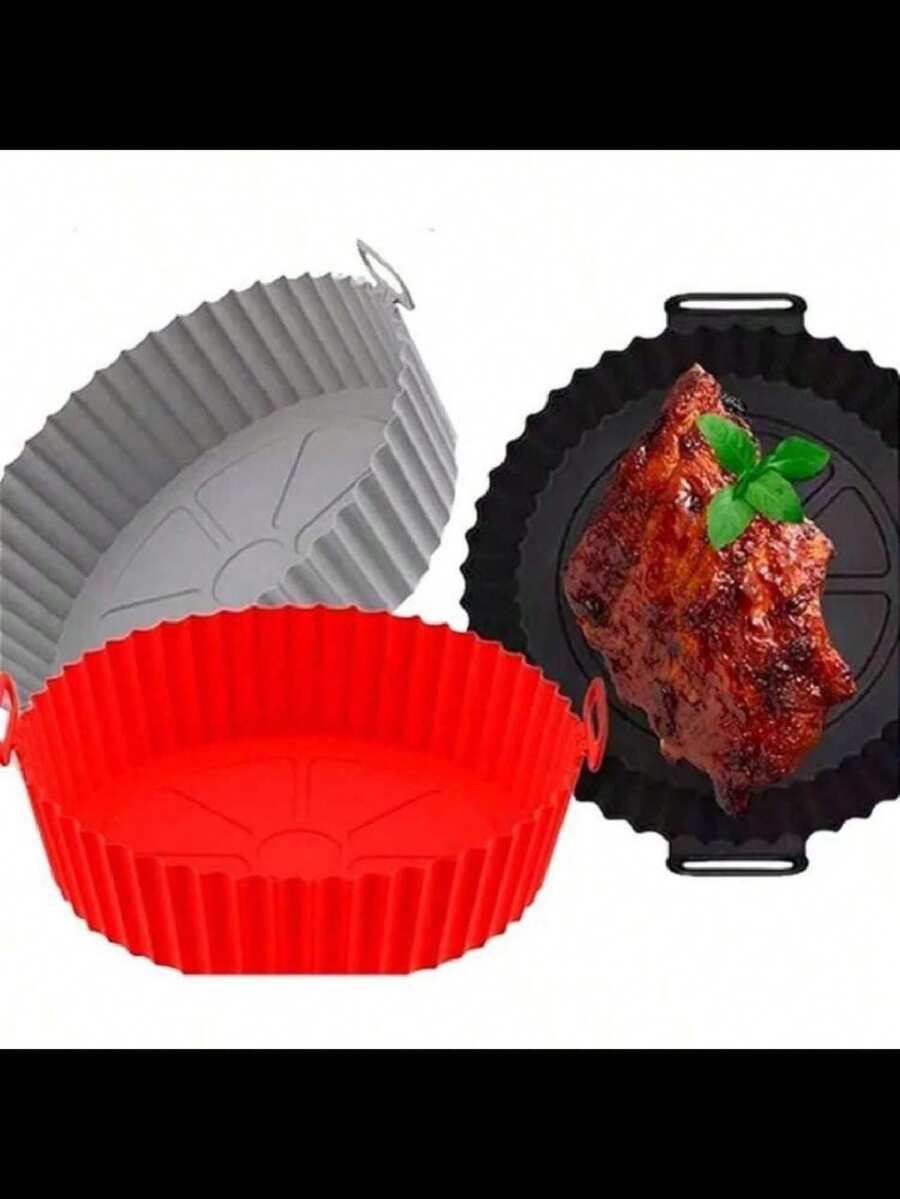 Kit 6 Airfryer Molds Various Sizes Silicone Non-Stick Microwave Washable With Handle - 黑色 - 查看 1