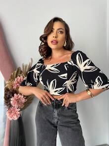 Cropped Blouse Inspiration With Fashion Blogger Padding - màu đen - Xem 3