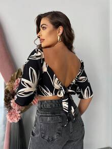 Cropped Blouse Inspiration With Fashion Blogger Padding - màu đen - Xem 2