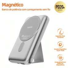 Portable Charger Power Bank 5000mAh Wireless PD 20W Magnetic BA-POW75 Basike - Silver - View 7