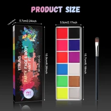 Ytruns 12 色 UV 发光面部和身体彩妆调色板套装 - 鲜艳、防水、持久，适合万圣节、角色扮演和服装化妆 - 12色螢光款 - 查看 4