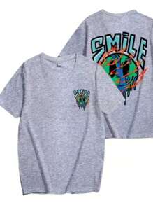 Smile Smile Unisex Street Vibes Basic T-Shirt 100% Cotton - Xám - Xem 1