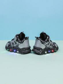 Fashionable LED Lighting Spider Leather Breathable Sports Shoes, Suitable For Boys And Girls - Casual, Shock-Absorbing, All-Season Non-Slip Outdoor Running And Walking Shoes - Silver - View 6