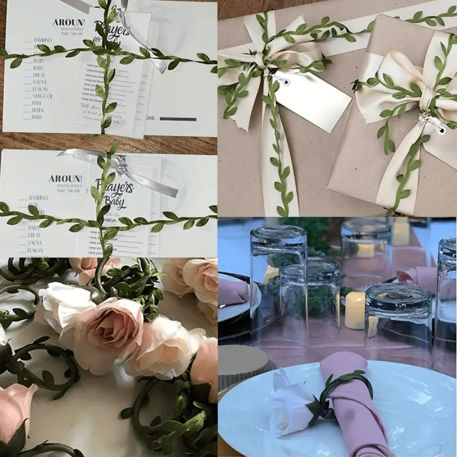 10 metri di Nastro in pizzo a motivo di foglie di colore verde oliva, adatto per fai da te, artigianato, feste, matrimoni, decorazioni per la casa