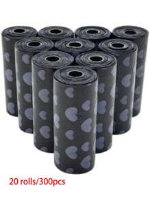 150/300pcs Black Color Dog Portable Poop Bags Easy To Clean Up (15 Bags/Roll) Thick, Durable, Odor Outdoor Waste Bags Of Dogs/Cats Pet