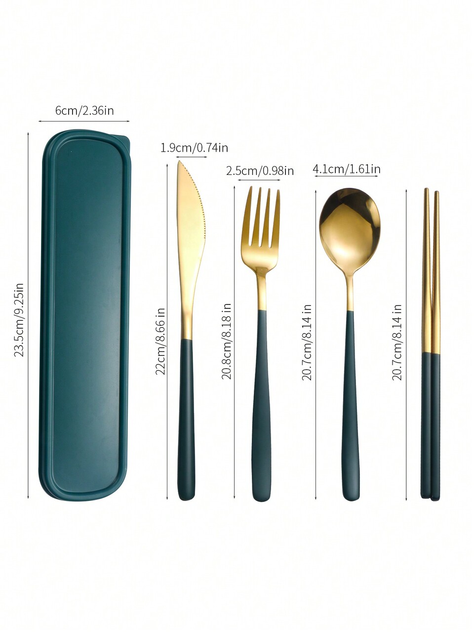 4pcs Stainless Steel Portable Cutlery Set, Travel Utensil Set With Case, Reusable Stainless Steel Camping Cutlery Set Including Fork, Spoon, Chopsticks And Case, Suitable For Western Food, Kitchen, Lunch Box, Office, Picnic, Daily Dining, Christmas, Various Combinations As Christmas Gift,School Supplies