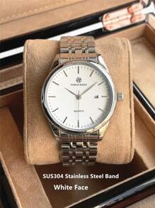 Pablo Raez Đồng hồ nam 1 chiếc Đồng hồ nam thanh lịch với mặt số màu trắng đơn giản, chỉ số kim loại, lịch, vỏ thép không gỉ màu bạc, dây đeo bằng thép không gỉ Sus304 nặng, khóa bướm, đồng hồ đeo tay thạch anh chống nước sang trọng phù hợp cho sinh viên, công nhân, cuộc sống hàng ngày, quà tặng cho gia đình bạn bè nam - Bạc - Xem 15