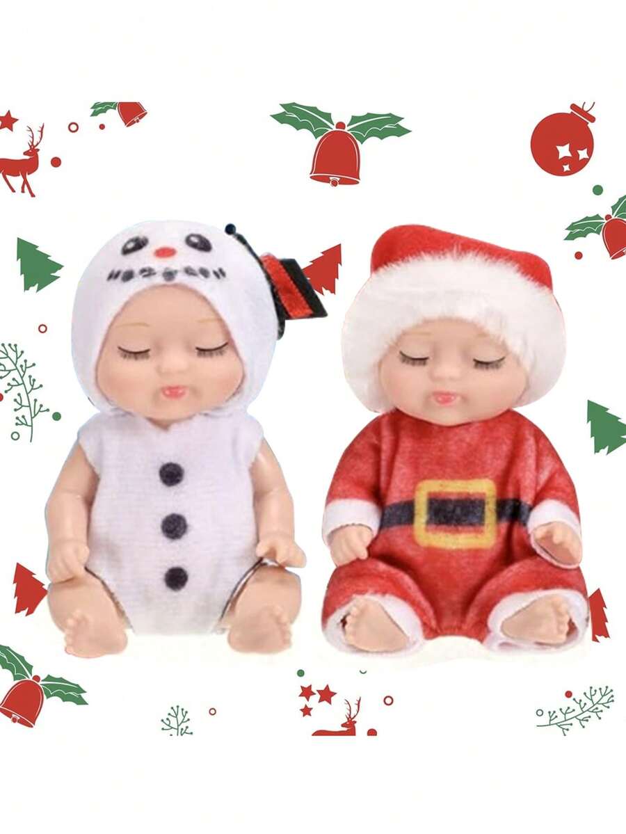 圣诞装饰圣诞娃娃玩偶睡觉娃娃节日礼物毛绒玩具公仔 - 彩色 - 查看 1