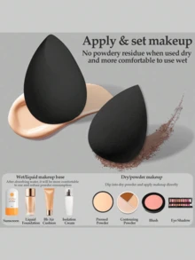 1/8/18 piezas Esponjas de maquillaje, Difusor de maquillaje, Borlas de maquillaje, Mini difusor de maquillaje, Mini borla de polvo, Juego de herramientas de maquillaje, que incluye: 4 difusores de maquillaje con forma de gota de agua, 5 mini difusores de maquillaje, 4 borlas de maquillaje para dedos, 5 borlas de polvo de maquillaje (borlas de polvo triangulares suaves), Estuche para guardar borlas de polvo. Adecuado para herramientas de maquillaje líquido y en polvo, diseñado especialmente para el contorno, el área del ojo y la esquina de los ojos. Recipiente para mezclar base de maquillaje, borlas de polvo suaves, borla con forma de abanico, herramientas de maquillaje rosas, herramientas de maquillaje facial para uso en seco y húmedo, adecuadas para fijar el maquillaje - Negro - Ver 4