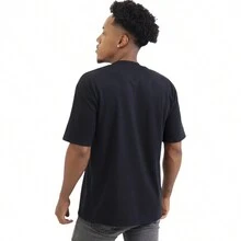 Oversized Cotton Men's T-Shirt Rose Print - màu đen - Xem 3