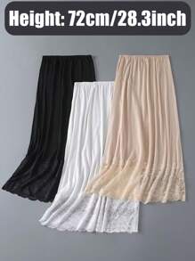 3 pièces/1 pièce, intérieur pour femmes, antistatique et anti-reflet, couleur unie, plusieurs tailles, bord plat, style dentelle, doublure, mi-corps, jupon, jupe taille, ceinture taille été, école automne, automne, Halloween