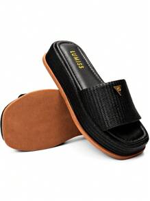 Women's Clog Sandal Flatform Flip Flops Comfortable Jute Lumiss - Black - View 4