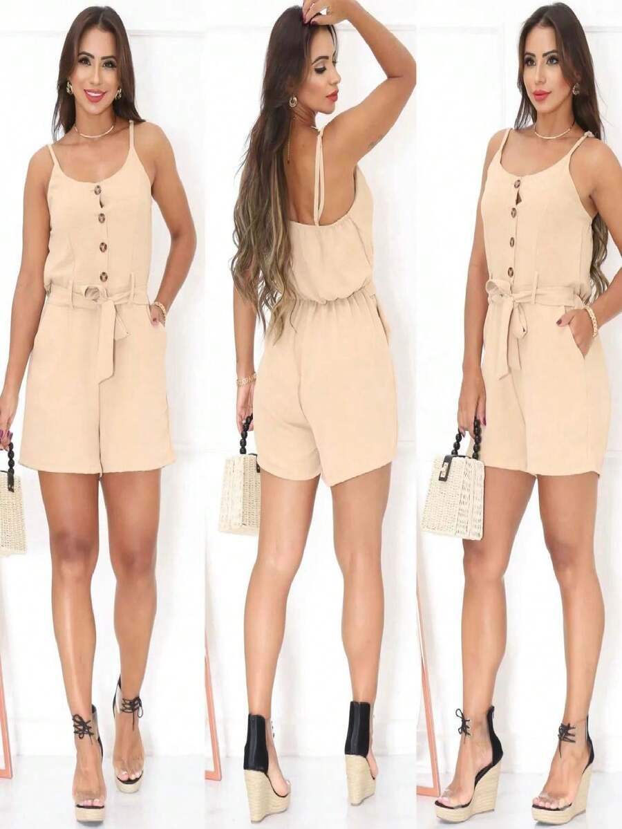Jumpsuit Short Jumpsuit Loose Cool Shorts Shorts Summer Offer - Màu be - Xem 1
