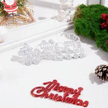 圣诞派对 - 1 件圣诞图案包括冬青叶/火车/铃铛/雪花装饰金属碳钢切割模具，用于制作 DIY 贺卡、剪贴簿纸工艺切割工具 - 銀色 - 查看 3