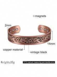 1pc Vintage Carved Pattern Magnetic Copper Bangle, Adjustable Fit For Men And Women, Magnetic For Promoting Blood Circulation, Ideal Gift For Holidays And Daily Wear