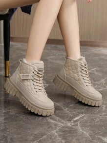 女士新款冬季户外雪地靴，保暖内衬厚实保暖舒适高帮防滑多功能设计 - 灰色 - 查看 6