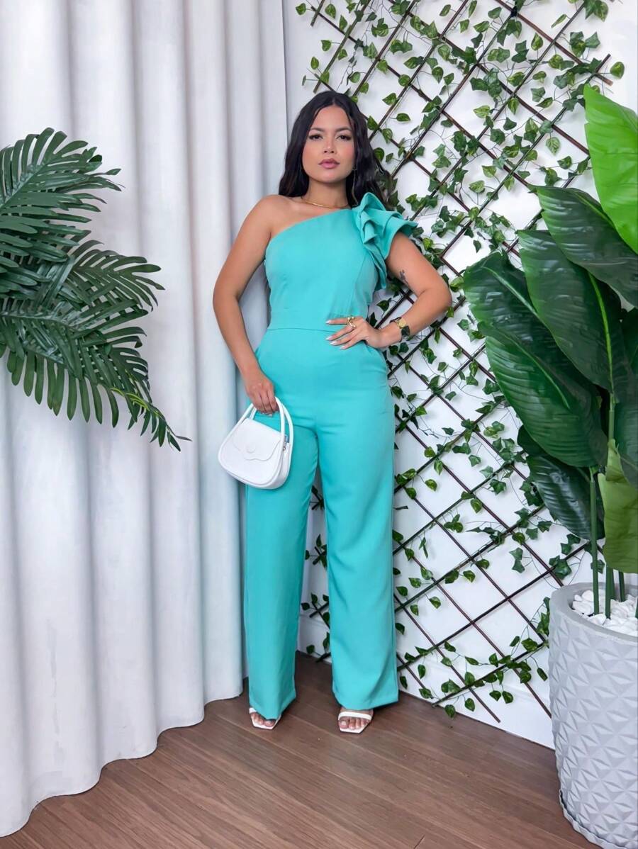 Mule Jumpsuit With Limp Pants, Details On The Sleeve - 薄荷綠 - 查看 1