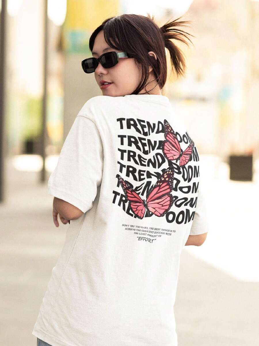 Women's Oversized T-Shirt 100% Premium Cotton Boleboleta Trendoom Streetwear Shirt - trắng - Xem 1