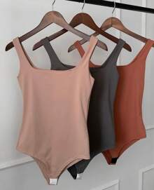 Kit 3 Body Bori Women's Tank Top Thick Strap Basic Casual Blogger Suplex Various Colors - T/Abu-abu/Coklat - View 2