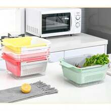 Retractable Sink Drainer With Handles Basket Adjustable Rack For Food Multipurpose Plastic - A641 - Hồng - Xem 9