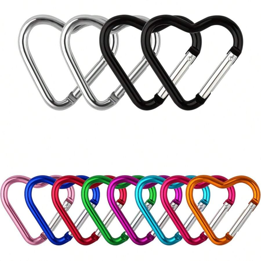 Heart Keychain Clip - Heart Carabiner Keychain, Aluminum Alloy Cute Carabiner For Keys, Heart Shaped Carabiner Hammock Carabiner For Dog Leash Water Bottle Holder Traveling Walking For Outdoor - Multicolor - View 1