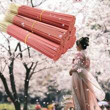 32厘米/12.6英寸超长手工竹棒樱花香棒，约63支/包，1包或3包可选，适用于家庭空气净化和持久香味，深受女性欢迎 - 彩色 - 查看 3