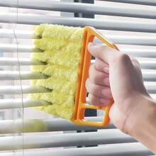 1Pc Blind Cleaner Brush , Mini Washable & Removable Window Air Conditioner Duster With 7 Slats Handheld Household Kitchen Cleaning Tools , For Awnings , Siding , Car , Tools For Men - Yellow - View 1