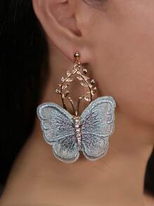 1 Pair Boho Floral Drop Dangle Earrings With Crystal Tassels, Wedding Party Jewelry Gift For Women