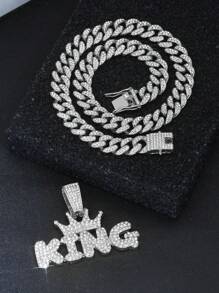1 Piece Of Men's Hip-Hop Cool Smooth Surface King Letter Pendant Necklace Necklace Necklace  Chain Accessory