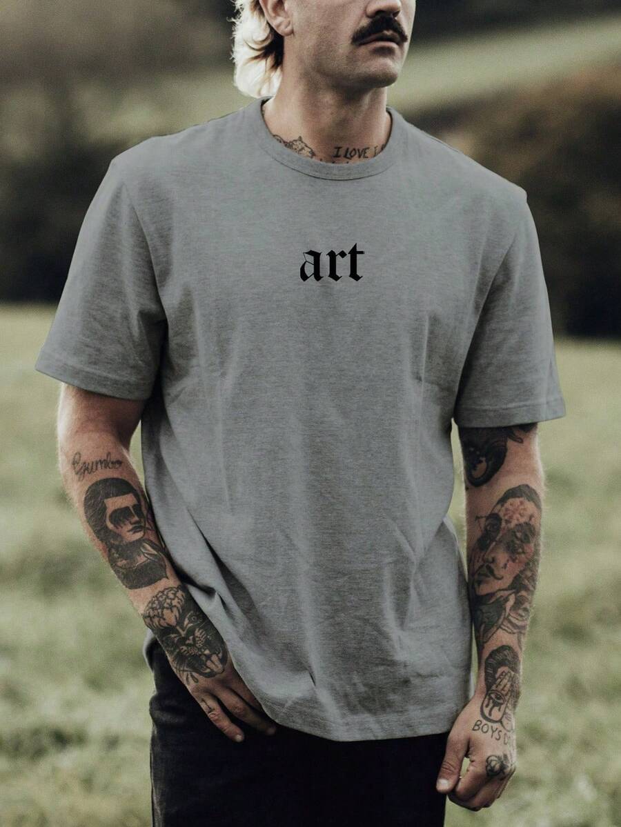 Men's T-Shirt With Art Print, Stylish Skater, 100% Cotton, Various Colors - Xám - Xem 1