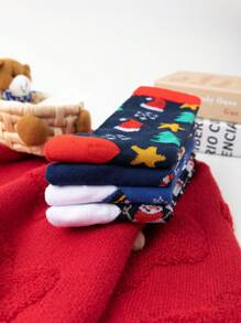 4 Pairs/Sets Of Men's Christmas Cartoon Christmas Tree Santa Claus Christmas Socks Christmas Tree Pattern Mid-Tube Socks Suitable For Christmas