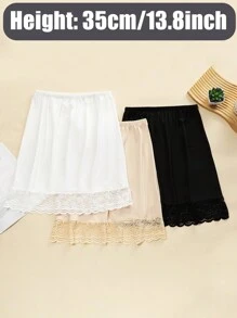 3 pièces/1 pièce, intérieur pour femmes, antistatique et anti-reflet, couleur unie, plusieurs tailles, bord plat, style dentelle, doublure, mi-corps, jupon, jupe taille, ceinture taille été, école automne, automne, Halloween