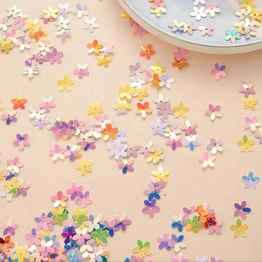 1 Set, Colorful Plastic Flower Confetti, Five Petal Table Scatter