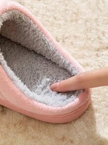 Warm Fuzzy Slippers Suitable For Men & Women, Non-Slip Indoor Shoes, Half Closed Plush Slippers For Winter, Soft & Warm Furry Slides With Non-Slip Soles, Simple Style