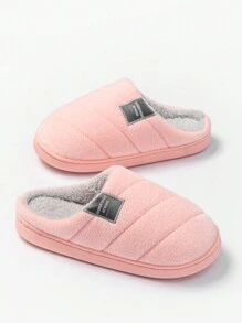 Warm Fuzzy Slippers Suitable For Men & Women, Non-Slip Indoor Shoes, Half Closed Plush Slippers For Winter, Soft & Warm Furry Slides With Non-Slip Soles, Simple Style