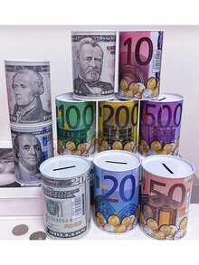 1 Stück Sparschwein in Dollarform, versiegeltes Münzsparschwein in Euro-Metall, Spardose, zufälliger Stil & Farbe, Geschenk für Feiertage