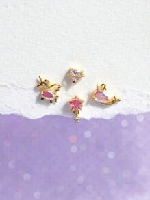 Set da 4 orecchini in stile marino con stelle marine e tartarughe, gioielli esquisiti e carini con cristalli di zirconia ipoallergenici, per decorazione quotidiana e regalo per le donne