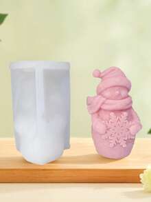 1 件圣诞雪人香薰蜡烛硅胶模具 DIY 石膏树脂装饰家居配件硅胶模具 - 白色 - 查看 4